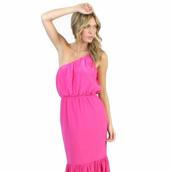 Halston Heritage One Shoulder Maxi Dress Ultra - Picture 1 of 5